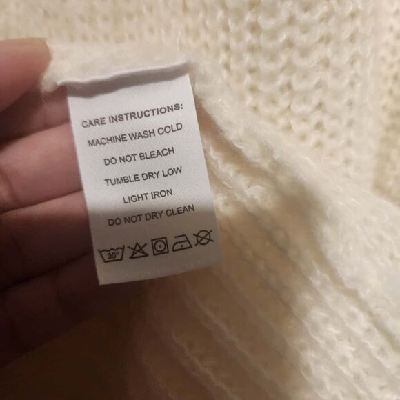 Made with Love Women's Ivory Chunky Knit Open Front Cardigan Size Large - Picture 5 of 6